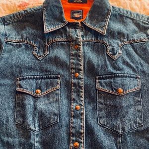Western denim snap shirt